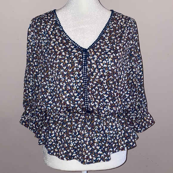 Sienna Sky Floral Peplum 3/4 Sleeve Blouse - Picture 1 of 13